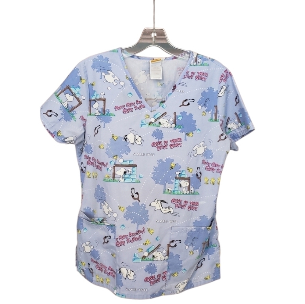 Sz Extra Small Schultz Peanuts Snoopy Print Scrub Top Modern Workwear